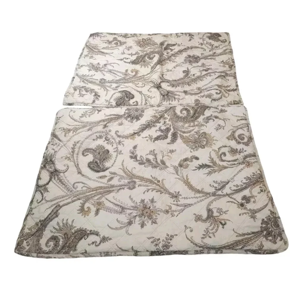 Lauren Ralph Lauren Newbury Port Pailsey Quilted 2 Pillow Shams Cream 20 X 26 In
